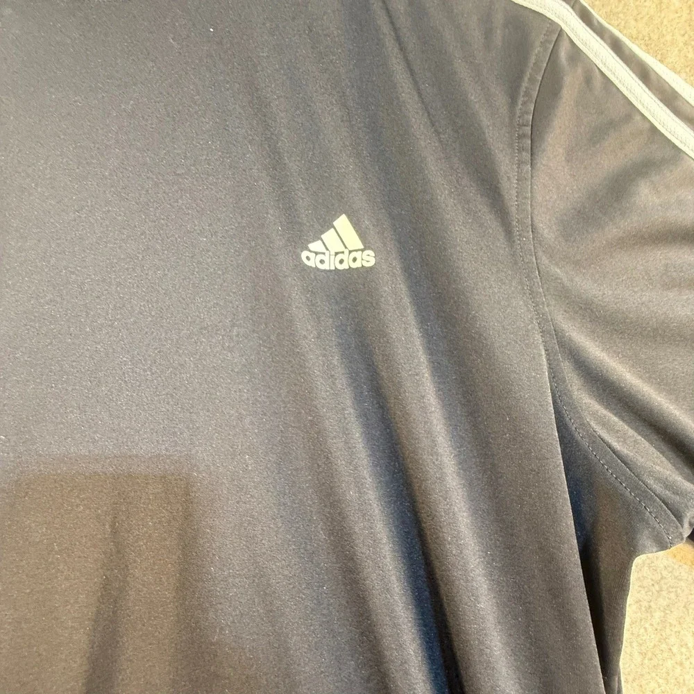 Adidas Mens Climalite 3 Stripe Performance T-Shirt Black Large RN 88387 CA 40312